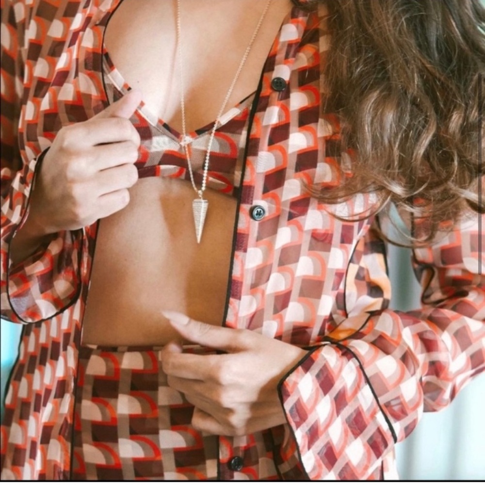 ZARA 3 PCs Geometric Print Tunic With Bralette & Panties - Picture 6 of 7